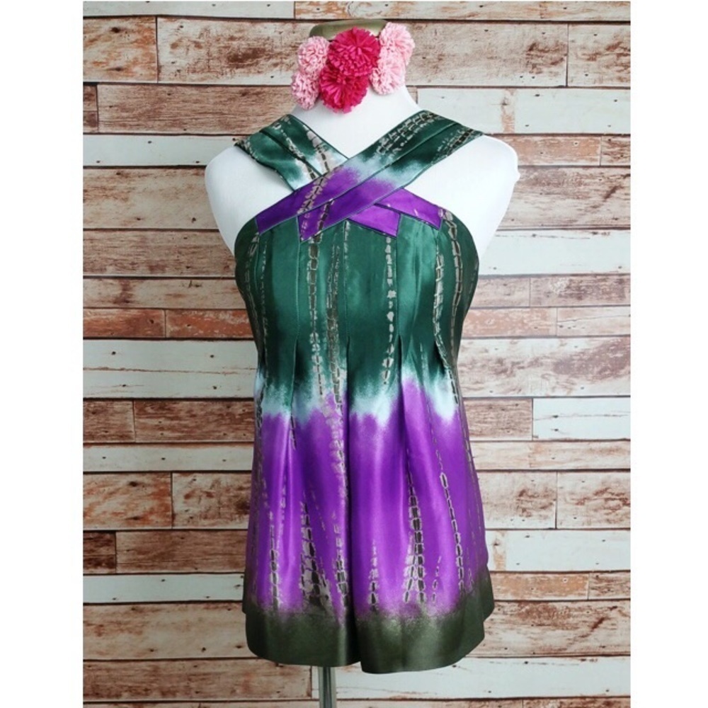 BCBGMaxazria Silk Dip Dye Ombré Charmeuse Tank